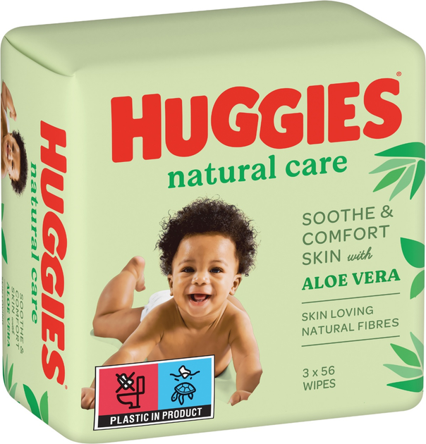 Chusteczki nawilżane dla niemowląt Huggies Natural Care 4 x 168 szt (5029053550176/4) - obraz 3
