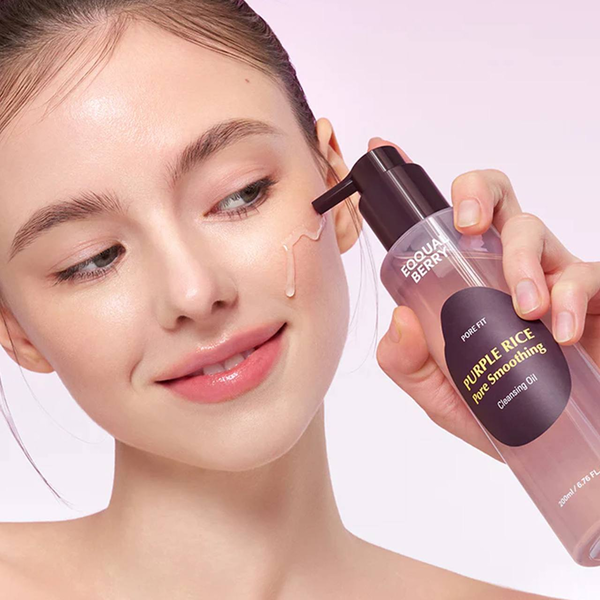 Гидрофильное масло Eqqualberry Purple Rice Pore Smoothing Cleansing Oil для снятия макияжа 200 мл - изображение 3