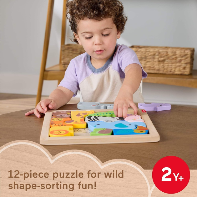 Puzzle Fisher-Price Wooden Animal Puzzle JFG10 13 elementów (194735295890) - obraz 3