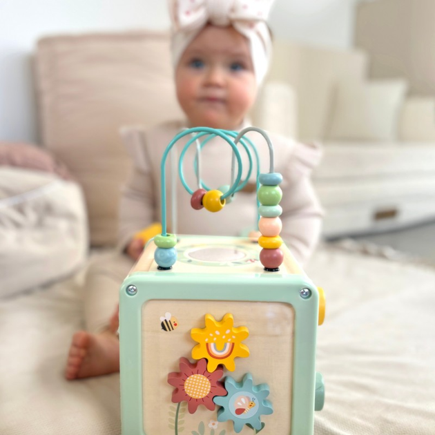 Drewniany sorter  Woopie GREEN Multifunkcyjna kostka edukacyjna (5906280652692) - obraz 8