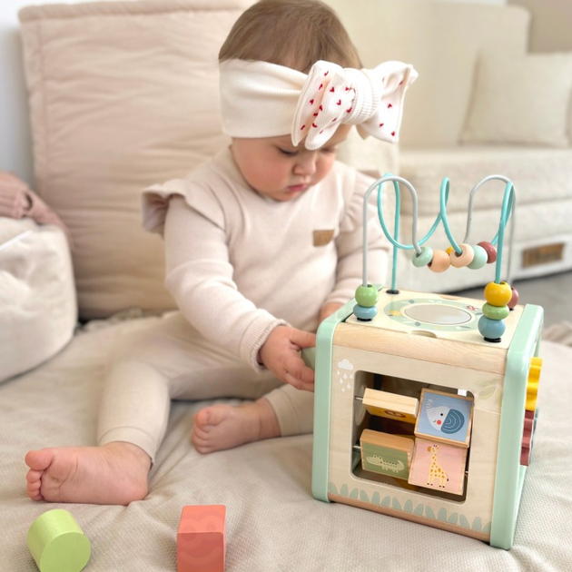 Drewniany sorter  Woopie GREEN Multifunkcyjna kostka edukacyjna (5906280652692) - obraz 9
