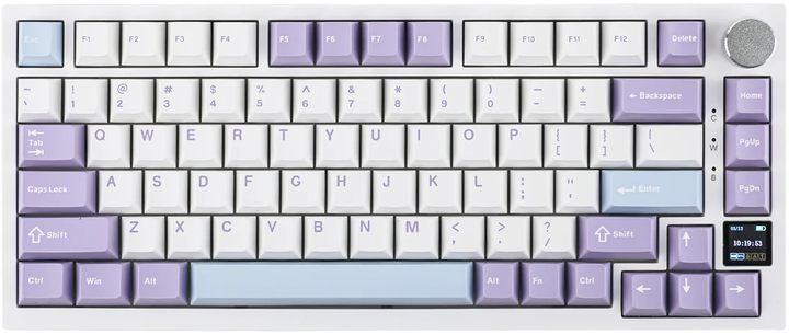 Klawiatura bezprzewodowa Ajazz AK820 Pro Flying Fish switch USB/Bluetooth Biały/Fioletowy (AK820PRO-FF-PWB) - obraz 2