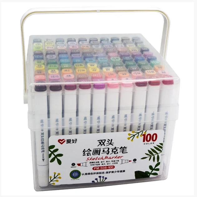 Набір скетч-маркерів Aihao sketchmarker 100 шт для малювання двосторонніх (PM508-100) - Фото 2 Набір скетч-маркерів Aihao sketchmarker 100 шт для малювання двосторонніх (PM508-100) - зображення 2