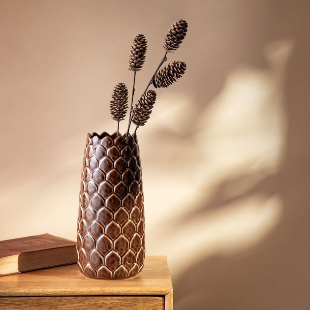 Ваза Homla PINECONE керамічна шишка коричнева 28 x 13.5 см (5906496752629) - зображення 5