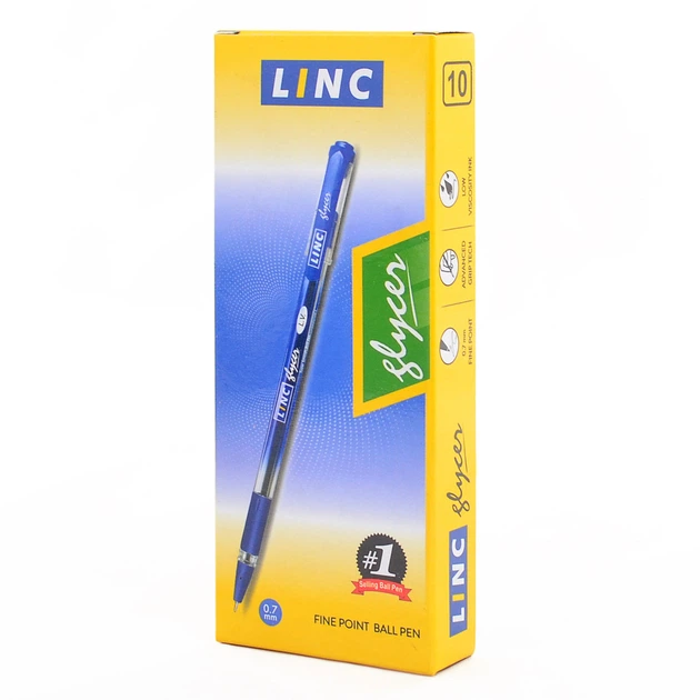 Ручка шар/масл Glycer синяя 07 мм LINC набор 10 шт (411801) - изображение 2