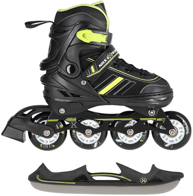 Łyżworolki Nils Extreme NH18191 2 w 1 rozmiar M Czarno-limonowe (5907695591392) - obraz 4