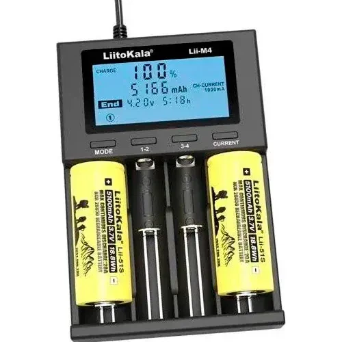 Зарядне LiitoKala Lii-M4 1-4 елементів для 10440-26650 Ni-Mh, Li-Ion, Li-Fe від USB-С + ПаверБанк - изображение 2