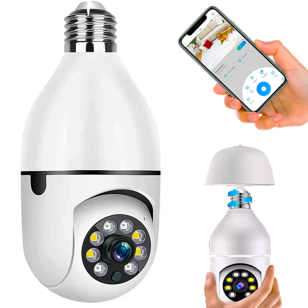 Бездротова WIFI камера відеоспостереження в патрон 2MP, з датчиком руху Smart Camera (L) - Фото 1 Бездротова WIFI камера відеоспостереження в патрон 2MP, з датчиком руху Smart Camera (L) - зображення 1