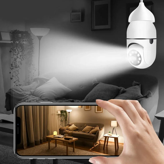 Бездротова WIFI камера відеоспостереження в патрон 2MP, з датчиком руху Smart Camera (L) - Фото 2 Бездротова WIFI камера відеоспостереження в патрон 2MP, з датчиком руху Smart Camera (L) - зображення 2