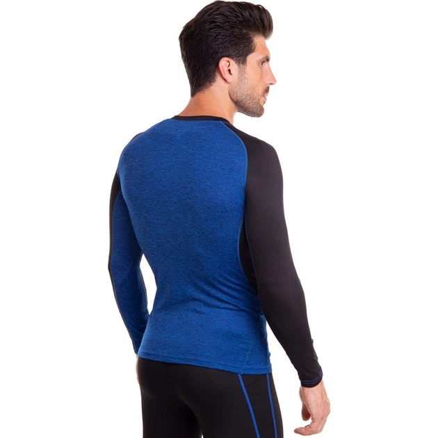 Спортивная компрессионная футболка мужская Zelart Lidong Hr 1005 размер 3XL (185-190 см) Blue-Black - изображение 3