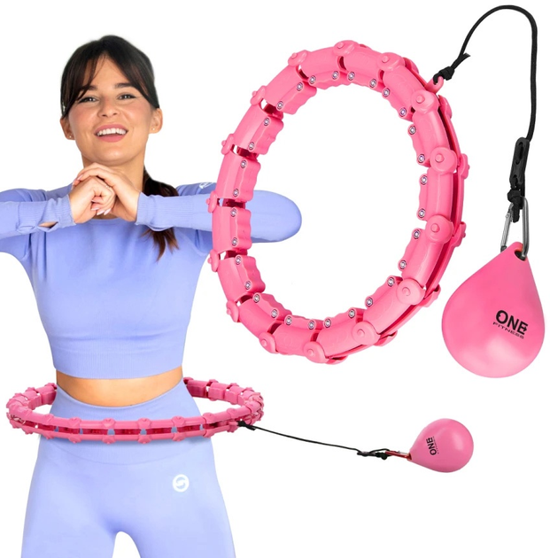 Hula-hop HMS OHA02 Pink z wypustkami i obciążnikiem One Fitness + pas BR160 (5907695552928) - obraz 12