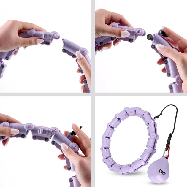 Hula-hop HMS OHA02 Violet z wypustkami i obciążnikiem One Fitness + pas BR160 (5907695552935) - obraz 10