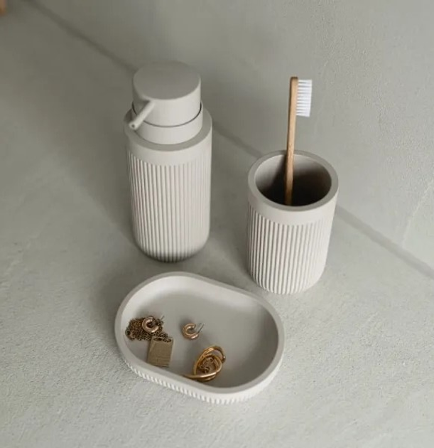 Zestaw łazienkowy Olsen Home 3 elementy Szary (5740007817106) - obraz 2