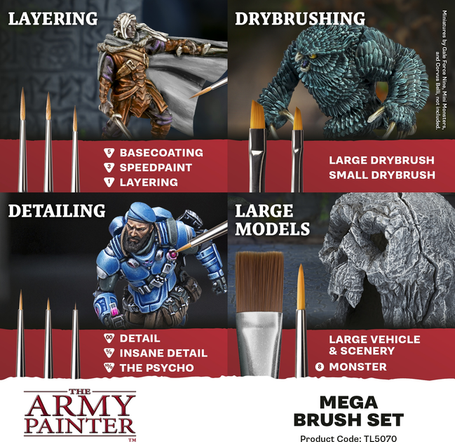 Набір пензлів The Army Painter Mega Brush Set 10 шт (5713799507005) - зображення 2
