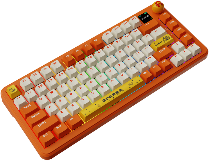 Klawiatura bezprzewodowa Ajazz AK820 Max Avocado switch USB/Bluetooth Pomarańczowy/Biały (AK820MAX-AS-OW) - obraz 3