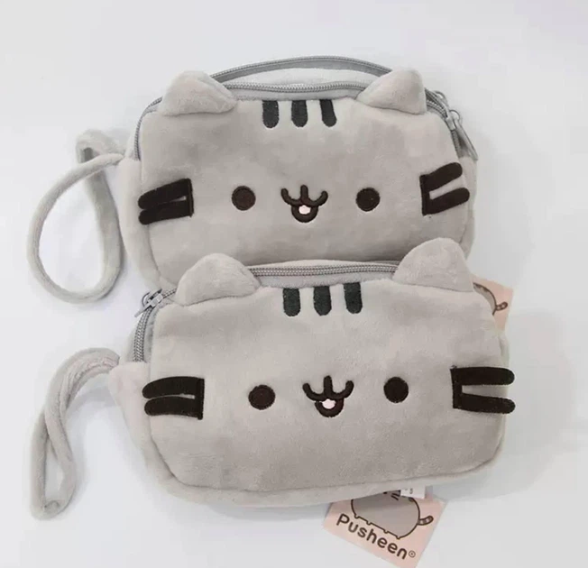 Пенал-косметичка Кіт Пушин Pusheen cat сірий плюш для шкільного приладдя - зображення 2
