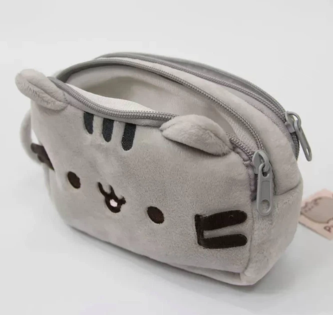 Пенал-косметичка Кіт Пушин Pusheen cat сірий плюш для шкільного приладдя - зображення 6