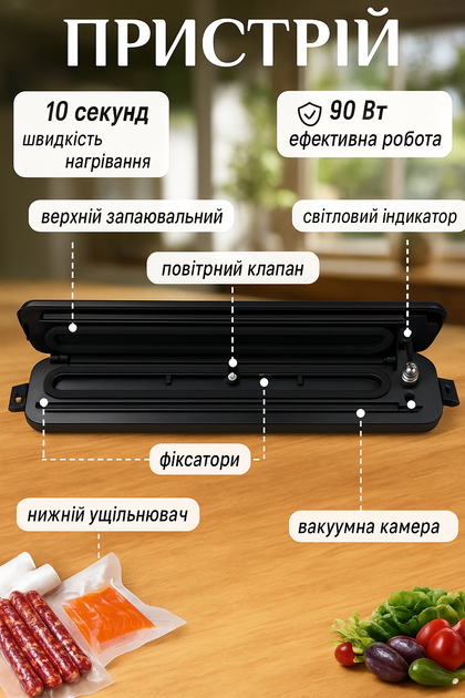 Вакуумный упаковщик для дома / Запайщик пакетов с 12 пакетами в комплекте, 5 режимов - изображение 5