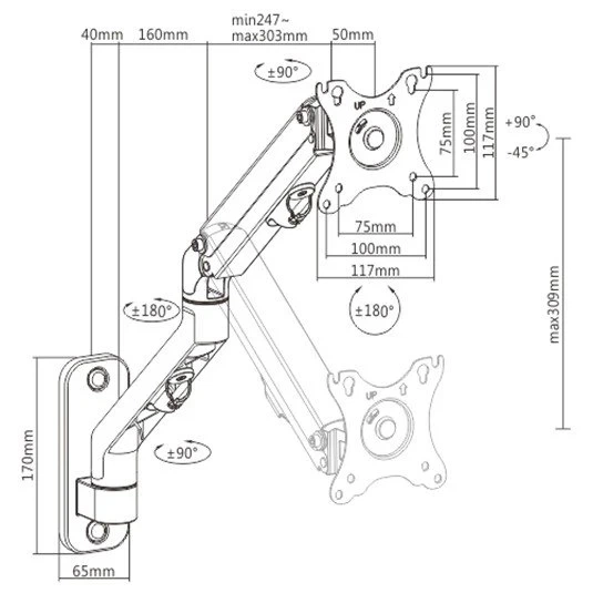 Кронштейн для монітора Gembird MA-WA1-02 17-27" 7 кг - зображення 2