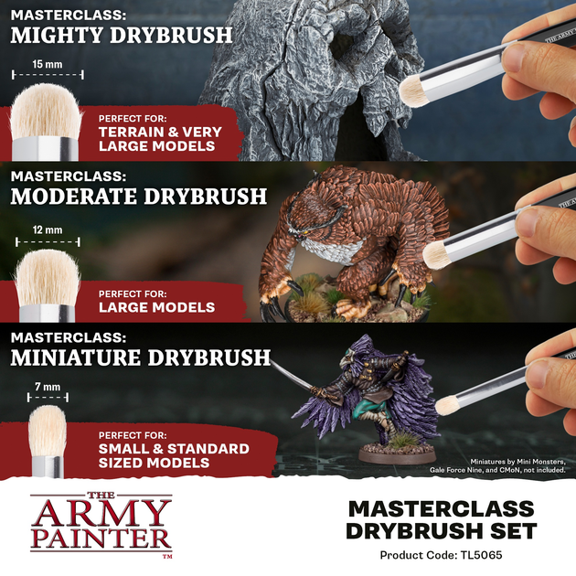 Zestaw pędzli The Army Painter Masterclass Drybrush Brush Set 3 szt (5713799506503) - obraz 2
