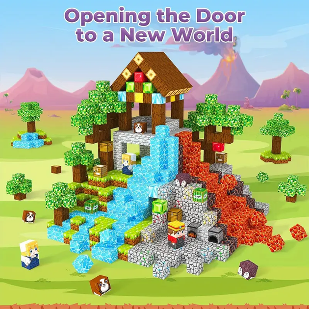 Магнітний конструктор Minecraft 150 шт по грі Майнкрафт Пошук скарбів Mk001028.2 - Фото 5 Магнітний конструктор Minecraft 150 шт по грі Майнкрафт Пошук скарбів Mk001028.2 - зображення 5