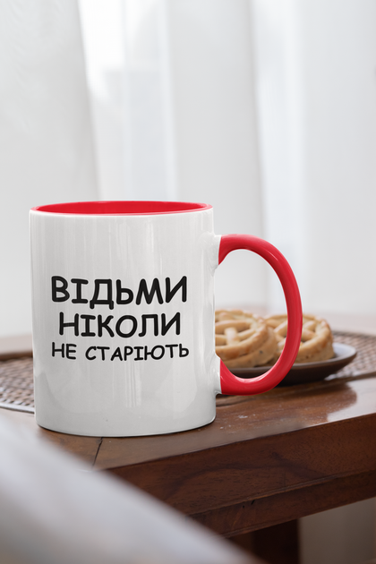 Кружка на подарок керамическая с принтом "Алисе Всегда 18" 330 мл, белая с красной ручкой - изображение 2