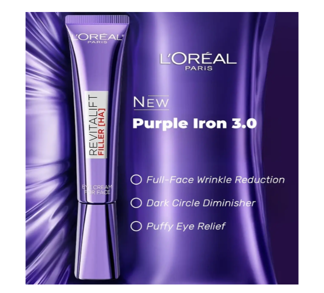 Крем для кожи вокруг глаз L'Oréal Paris Revitalift Filler Purple Iron 30 мл - изображение 3