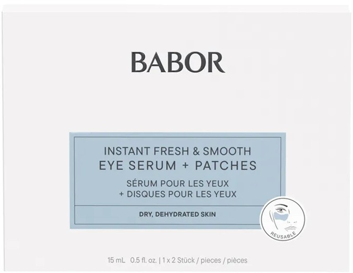Набір для догляду за обличчям Doctor Babor Instant Fresh & Smooth Сироватка для шкіри навколо очей 15 мл + Патчі для шкіри навколо очей багаторазові (4015165367277) - зображення 1