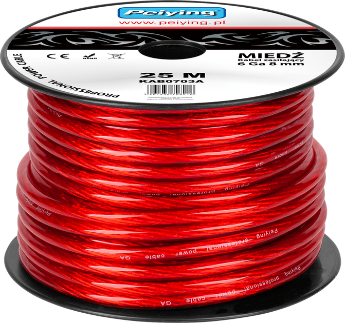 Kabel samochodowy Cabletech 6Ga OD 8mm CU 25 m (KAB0703A) - obraz 1