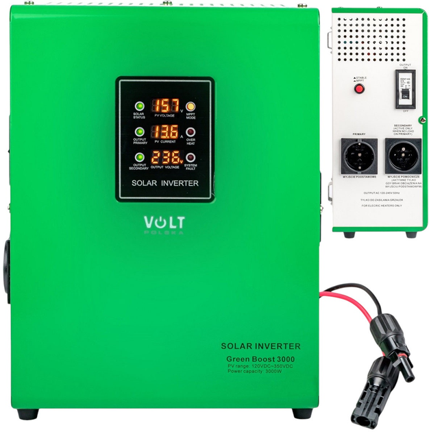 Сонячний інвертор для нагрівання води Volt Polska Green Boost mppt 3000 120 - 350 VDC (5904100451487) - зображення 5