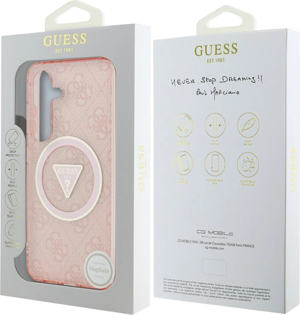 Панель Guess 4G Glitter Triangle Buttons MagSafe для Samsung Galaxy S25 Pink (3666339449612) - зображення 8