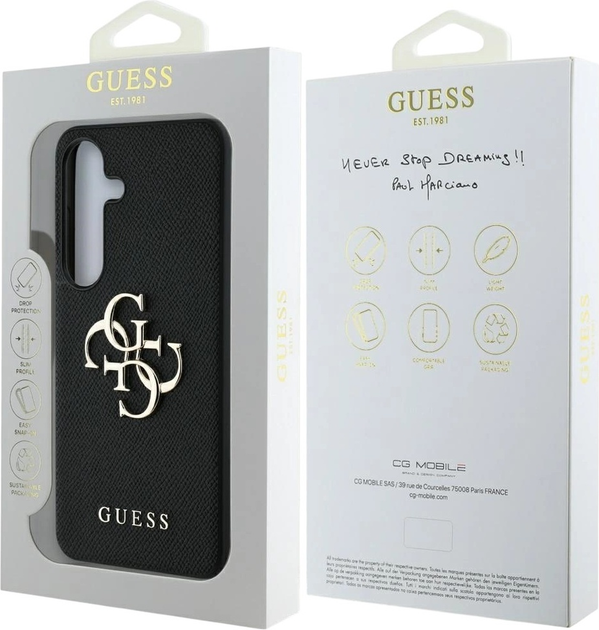 Панель Guess Grained Big 4G Logo Small Classic Logo для Samsung Galaxy S25 Plus Black (3666339449131) - зображення 8