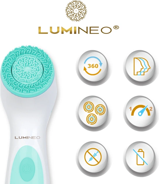 Szczoteczka do twarzy Lumineo Brush Classic 3 końcówki + żel do wszystkich rodzajów skóry (5904726872482) - obraz 2
