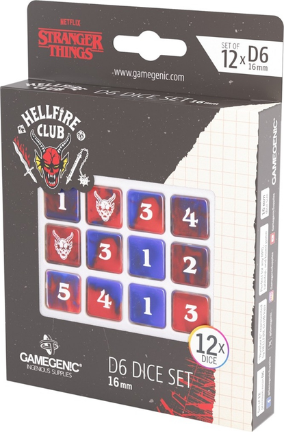 Додаток до настільної гри Gamegenic Stranger Things D6 Dice Set Hellfire Club 12 шт (4251715405390) - зображення 3