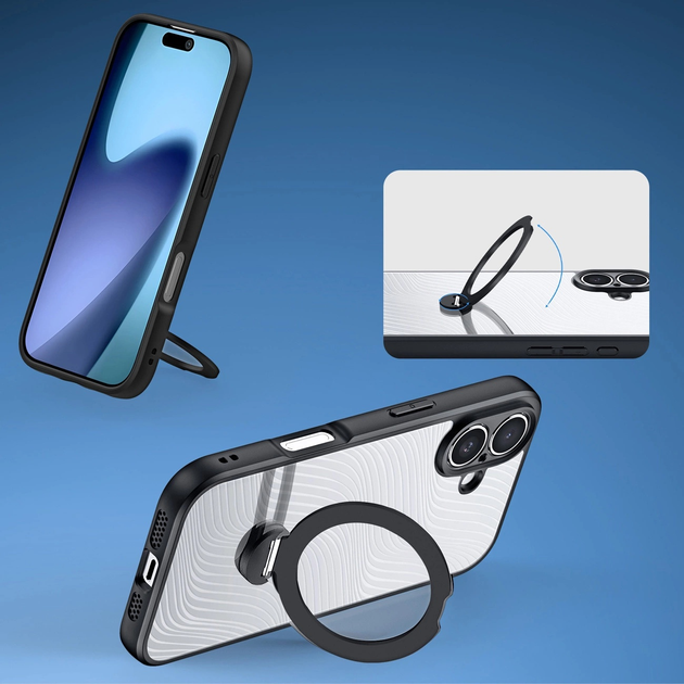 Панель Dux Ducis Aimo Mag Case with Magnetic Ring and Stand для Apple iPhone 17 Black (6971824153347) - зображення 5
