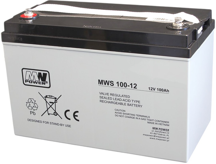 Akumulator MW Power VRLA MWS 100-12 12 V 100 Ah (5902135164082) - obraz 1