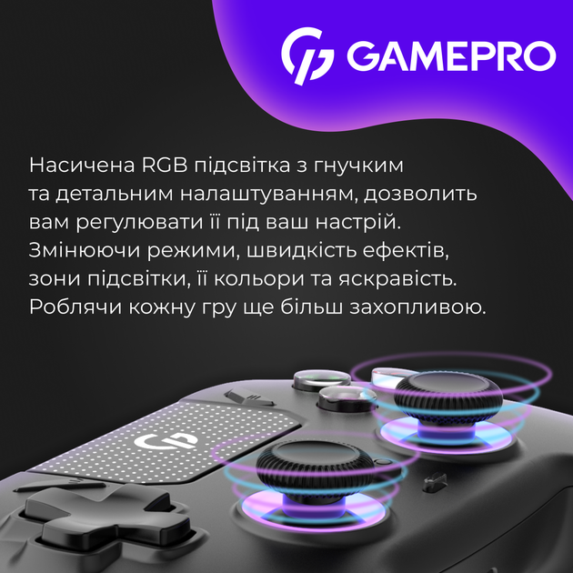 Беспроводной геймпад GamePro GPS20B 2.4G/BT 5.1/USB (Switch/PC/PS/iOS/Android) RGB Black - Фото 17 Беспроводной геймпад GamePro GPS20B 2.4G/BT 5.1/USB (Switch/PC/PS/iOS/Android) RGB Black - изображение 17