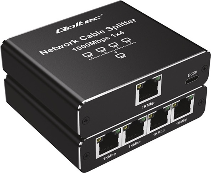 Rozdzielacz sieciowy Qoltec Ethernet mini SWITCH 1 x 4 RJ45 1000Mb/s USB-C (5901878522937) - obraz 6