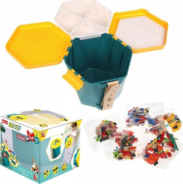 Zestaw klocków Sluban Bucket Bricks Wiadro z kostkami zielone (6938242956998) - obraz 6