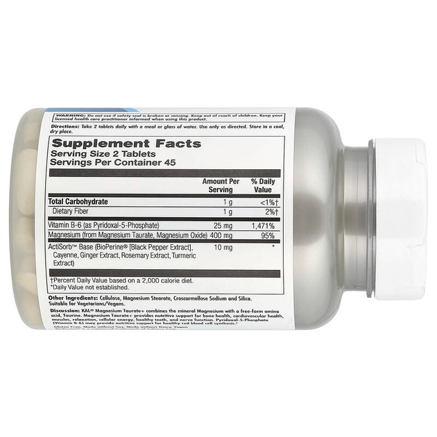 Таурат магния +, Magnesium Taurate+, KAL, 400 мг, 90 таблеток (CAL-36975) - Фото 2 Таурат магния +, Magnesium Taurate+, KAL, 400 мг, 90 таблеток (CAL-36975) - изображение 2