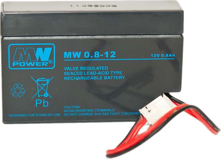 Akumulator MW Power VRLA AGM MW 0.8-12 12V 0.8 Ah (5901885207193) - obraz 1