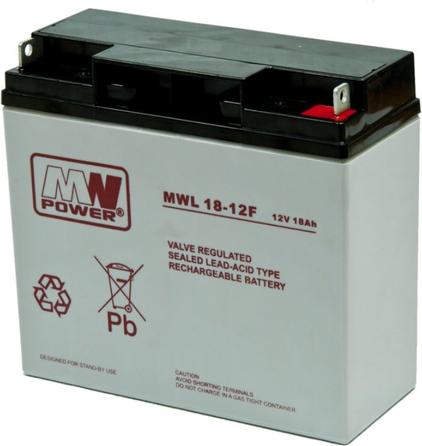 Akumulator MW Power VRLA AGM MWL 18-12F 12V 18 Ah (5902135113790) - obraz 1