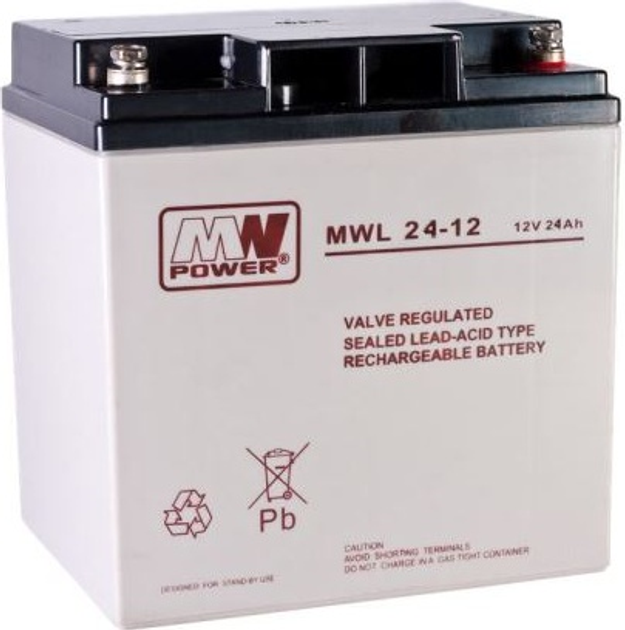 Akumulator MW Power VRLA AGM MWL 24-12 12V 24 Ah (5902135113806) - obraz 1