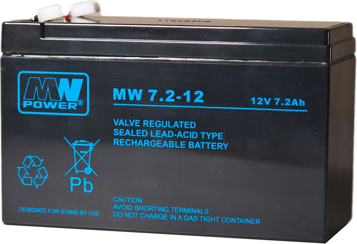 Akumulator MW Power VRLA AGM MW 7.2-12 12V 7.2 Ah (5901885207254) - obraz 1