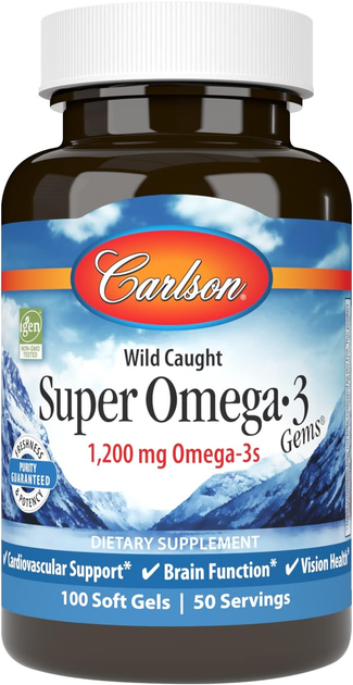 Рыбий жир, Super Omega·3, Carlson Labs, 1200 мг, 100 капсул (CAR-01521) - изображение 2