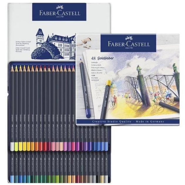 Набір кольорових олівців Faber-Castell Goldfaber в металевому пеналі 48 шт (4005401147480) - зображення 2