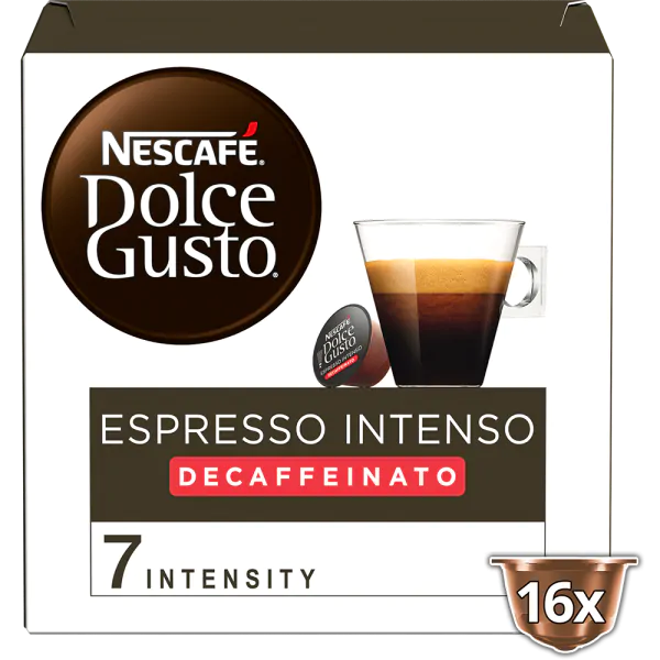 Кава в капсулах Dolce Gusto Espresso Intenso Decaffeinato 16 порцій - Фото 1 Кава в капсулах Dolce Gusto Espresso Intenso Decaffeinato 16 порцій - зображення 1