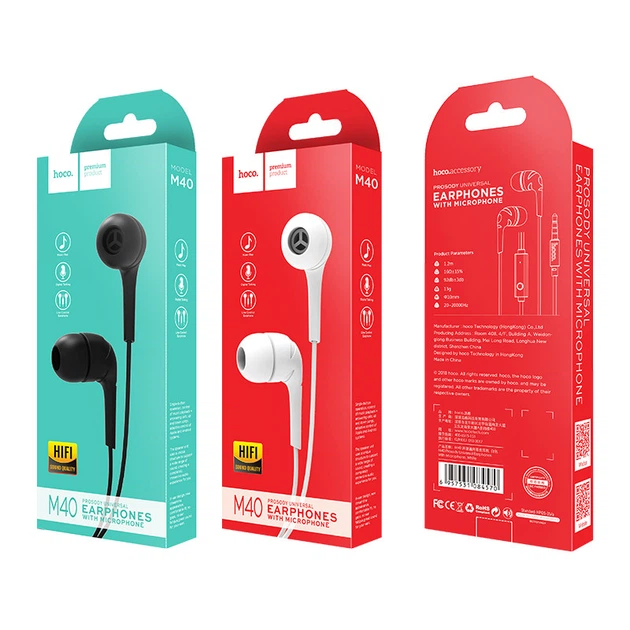Навушники (провідні) Hoco для M40 Prosody universal earphones with microphone 3.5mm White - зображення 3