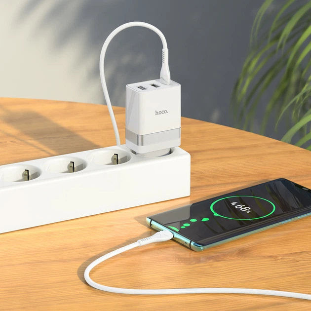 Мережевий зарядний пристрій Hoco N21 Pro Tourer PD30W (2A1C) charger(EU) White - зображення 9