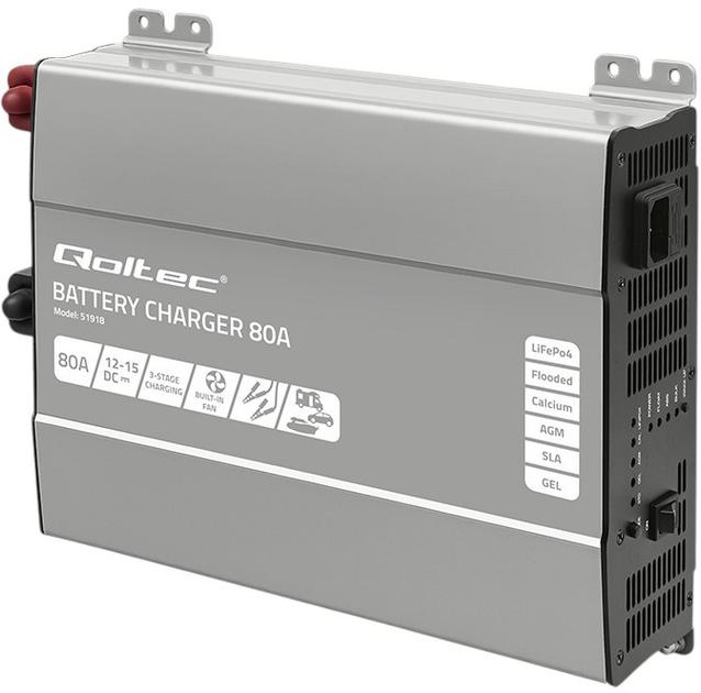 Зарядний пристрій Qoltec Monolith для акумуляторів LiFePO4 AGM GEL SLA 80 А 12 В (5901878519180) - зображення 2